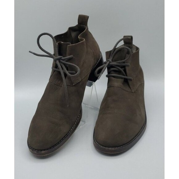 EILEEN FISHER Rey Womens Bootie Shark Gray Suede Leather Lace-up Boot 8M - Picture 1 of 12